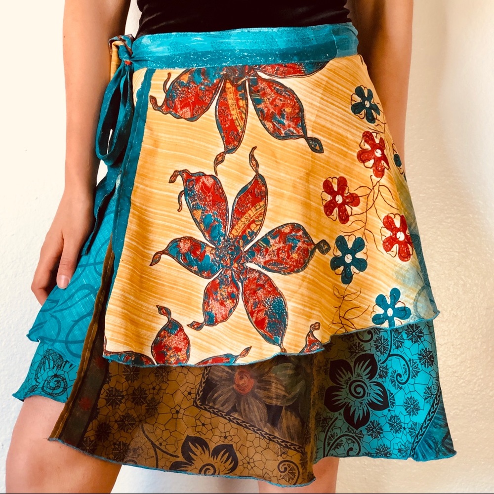 Indian wrap skirt mini travel vacation s m l